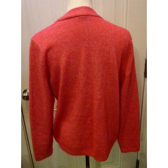 Talbots Honeysuckle Cardigan Flap Pockets V Neck Coral Button Front Sweater Sz L - Picture 5 of 9